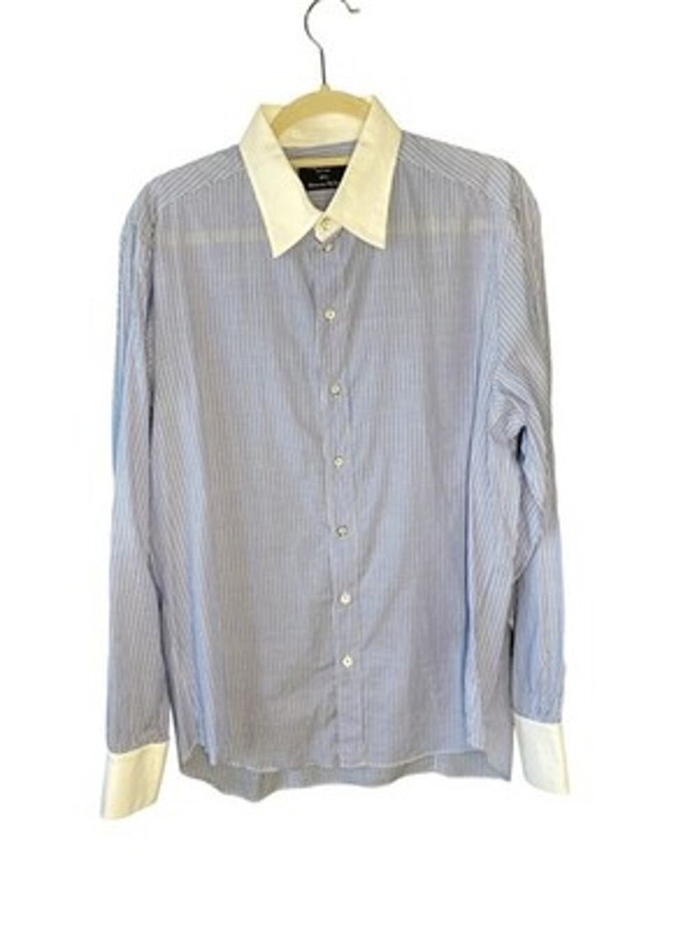 Rag & Bone Button Up Men's 16.5 Blue & White Stripe Classic Career Dress Shirt